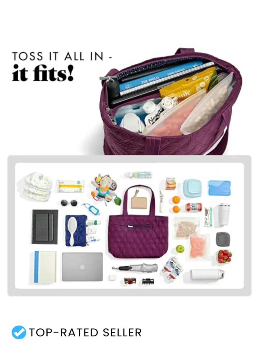 Quilted Insulated Laptop Tote with Lunch Pocket